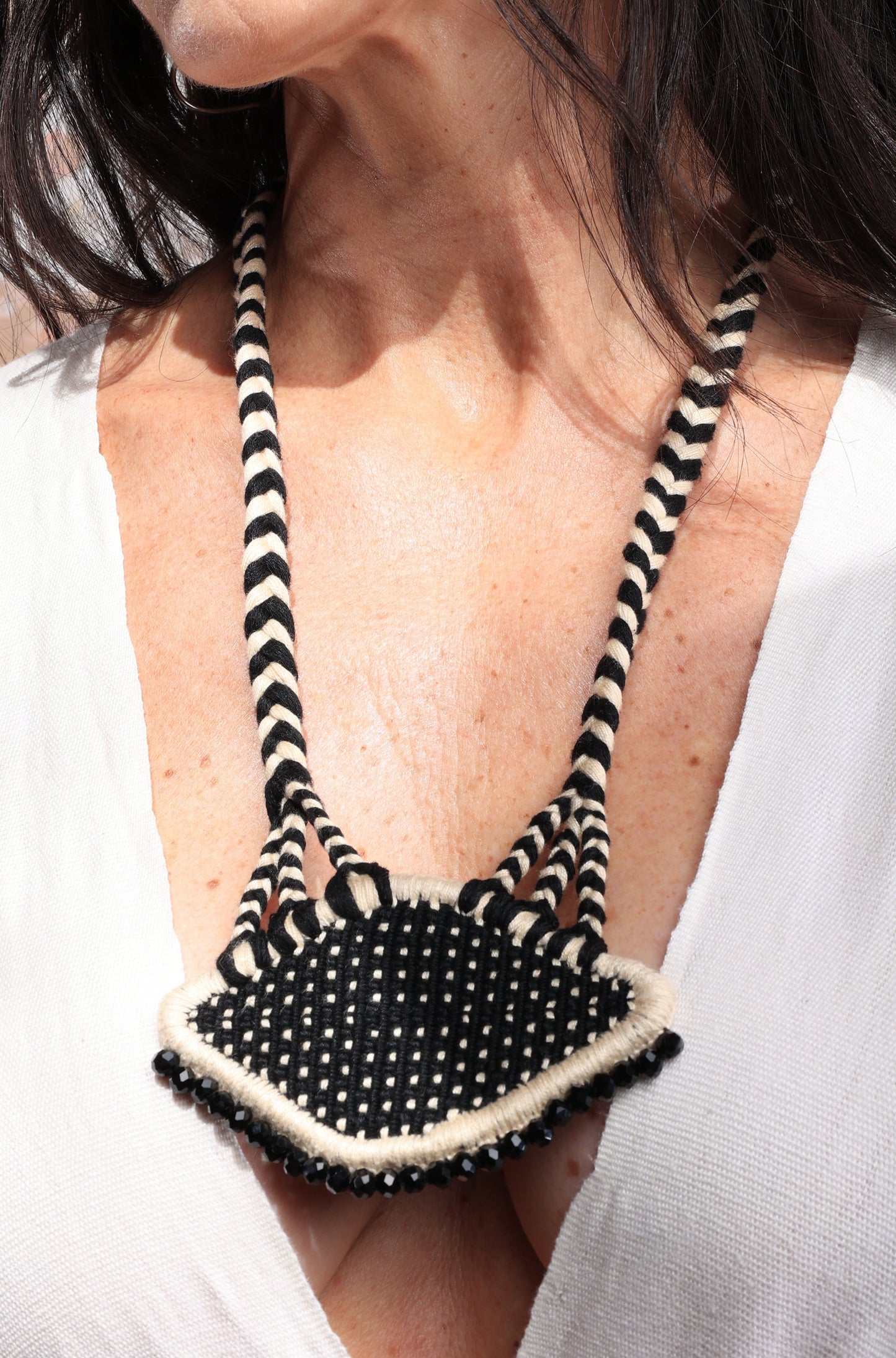 Black Braided Rhombus Necklace