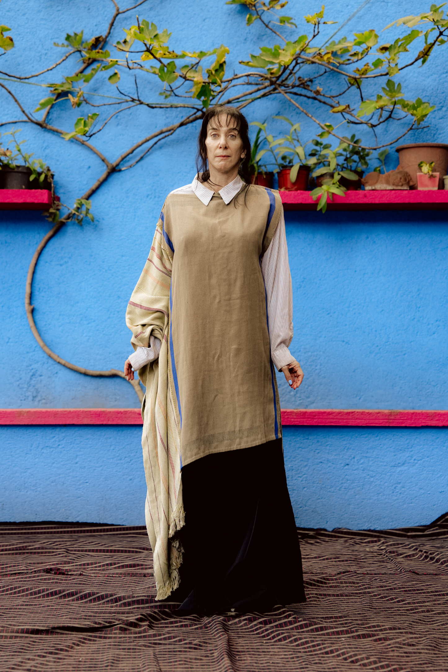 Serena Olive Dress with Scarf