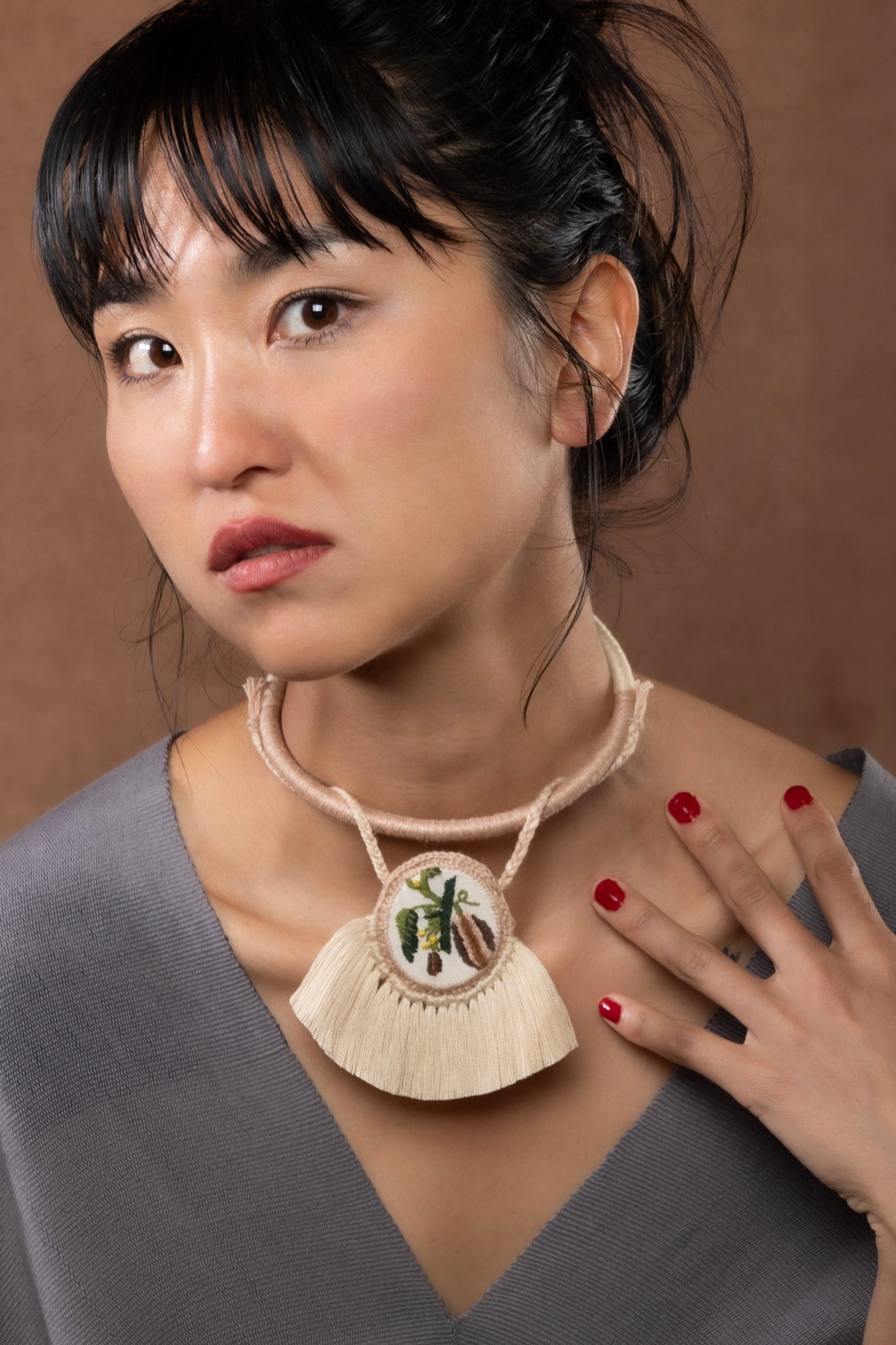 "Cocoa fruit" necklace