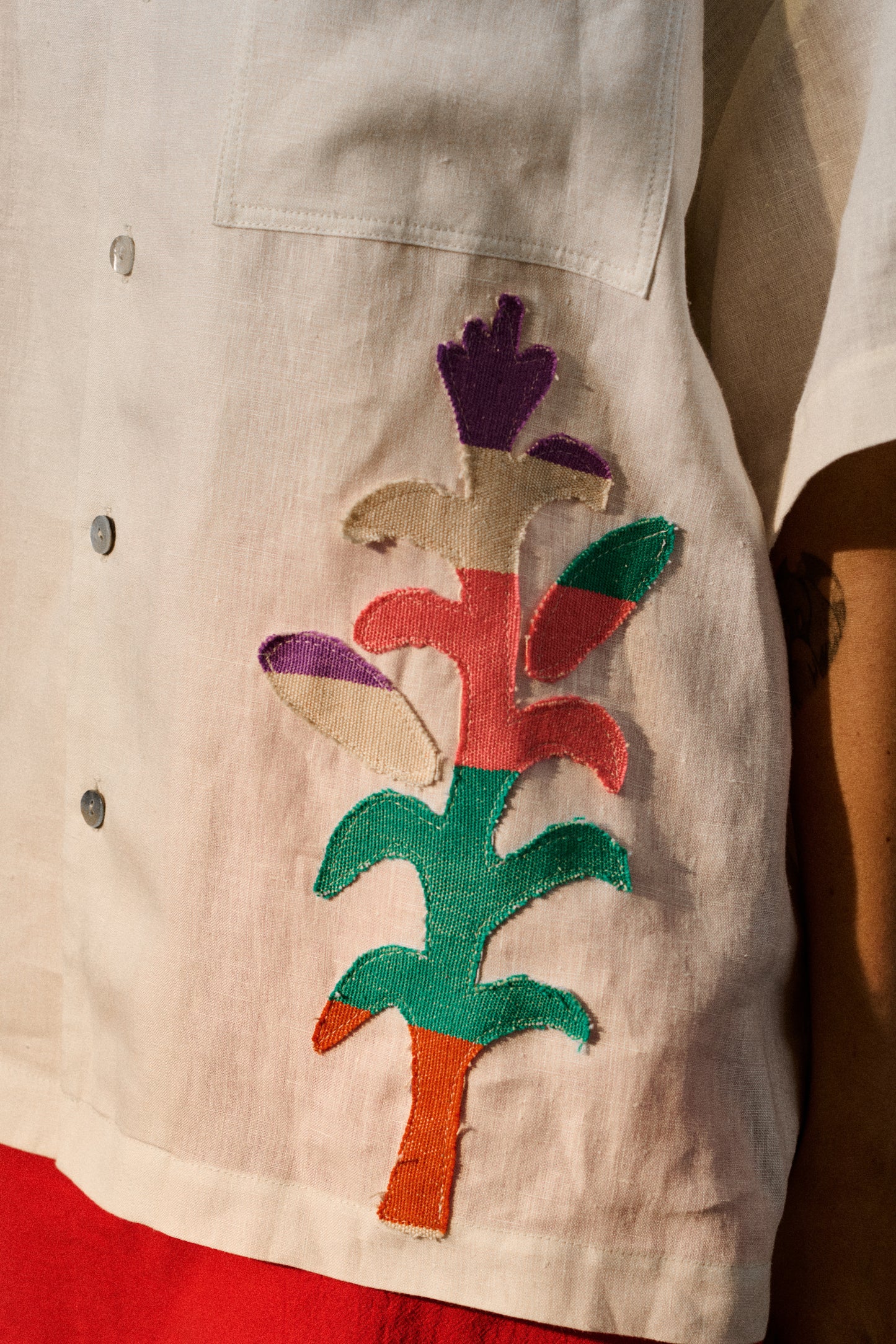Camisa parches de telar