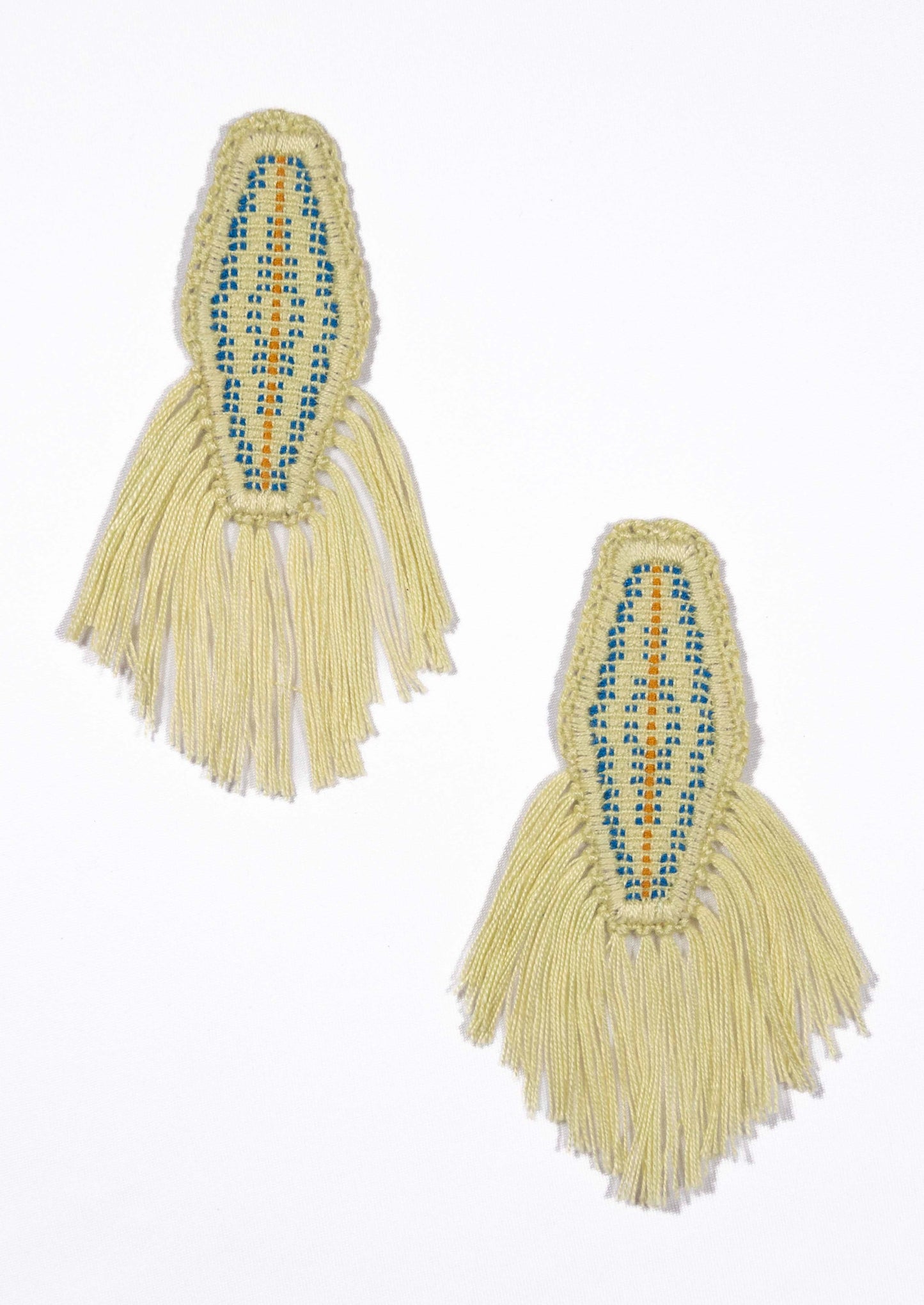 Pistachio Green Fringed Feather Earrings